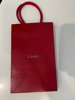 Cartier paper Red Shopping Bag with Gold Logo